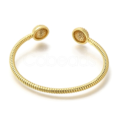 Rack Plating Brass Micro Pave Cubic Zirconia Cuff Bangles BJEW-P336-14G-1
