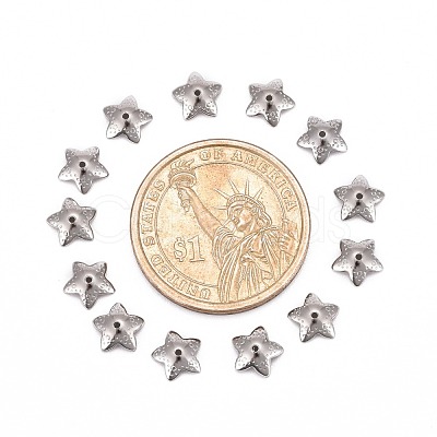 Tarnish Resistant 5-Petal Flower Smooth Surface 304 Stainless Steel Bead Caps STAS-R065-53-1