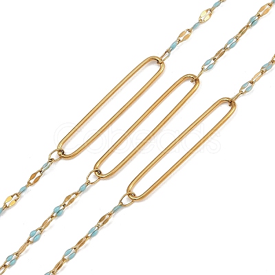 304 Stainless Steel Enamel Dapped Chain Oval Link Chains CHS-K021-15G-03-1