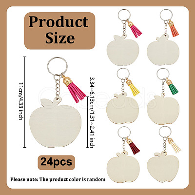 24Pcs Wood Keychain KEYC-OC00009-1