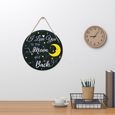 Wooden Hanging Plate HJEW-WH0027-004-1