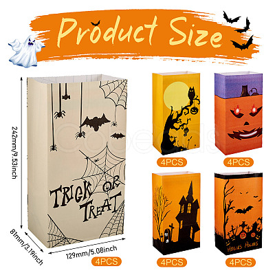 20Pcs 5 Styles Halloween Candy Paper Bags ABAG-TA0001-39-1