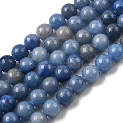 Dyed & Heated Natural Blue Aventurine Round Beads Strands G-N0120-08-8mm-1