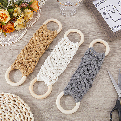 3Pcs 3 Colors Handmade Macrame Cotton Hanging Towel Holder AJEW-CN0006-37-1