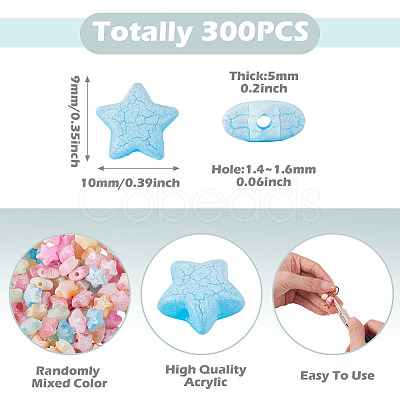 300Pcs Crackle Opaque Acrylic Beads OACR-TA0004-60-1