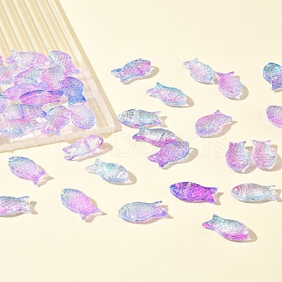 50Pcs Transparent Spray Painted Glass Beads GLAA-FS0002-06A-1