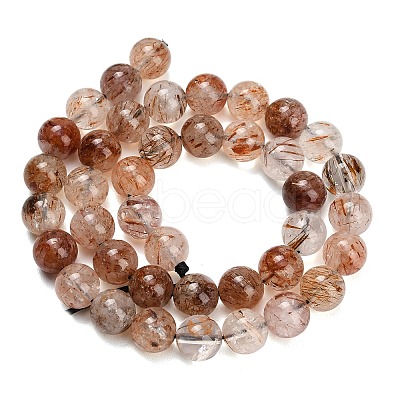 Natural Black Gold Rutilated Quartz Beads Strands G-L657-B02-10mm-1