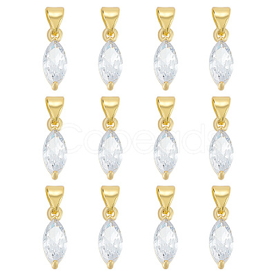12PCS Brass Cubic Zirconia Charms KK-BC0012-84-1
