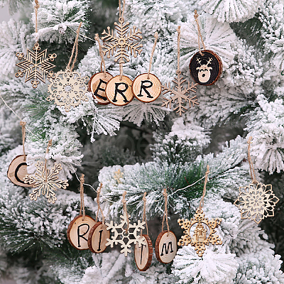 50Pcs Laser Cut Unfinished Wood Pendants WOOD-CJ0001-37-1