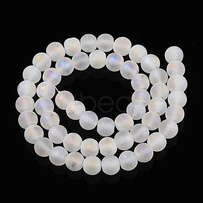 Transparent Frosted Glass Bead Strands GLAA-T032-T8mm-MB13-1