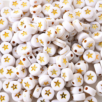 White Opaque Acrylic Beads PACR-YW0001-04A-1