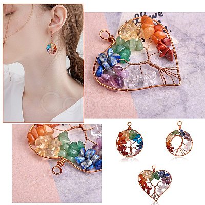 6Pcs 3 Styles Natural Gmestone Copper Wire Big Pendants FIND-SZ0002-72-1