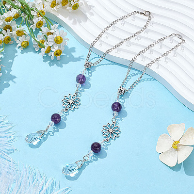 2Pcs Alloy Flower Pendant Decorations HJEW-ME0001-07A-1