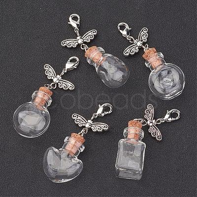 Mixed Shape Glass Bottle Big Pendants HJEW-JM00261-1