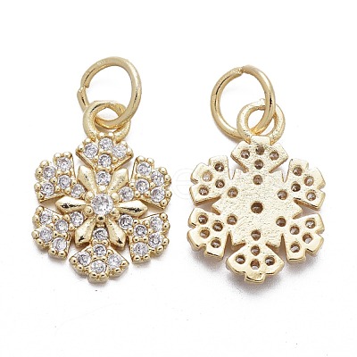 Brass Micro Pave Cubic Zirconia Charms KK-K244-07G-1