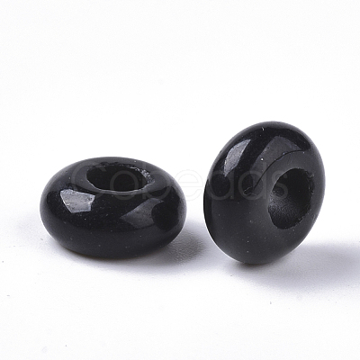 Natural Black Gemstone European Beads X-G-Q503-01-1