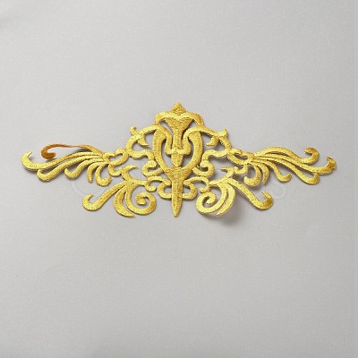 Polyester Flower Embroider Thread Iron on/Sew On Patches PATC-WH0010-97-1