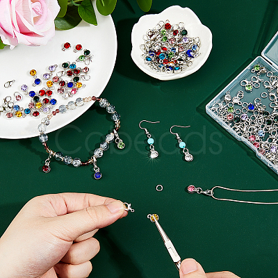 DIY Flat Round Alloy Rhinestone Pendent Decoration Making Kits DIY-FH0008-95-1