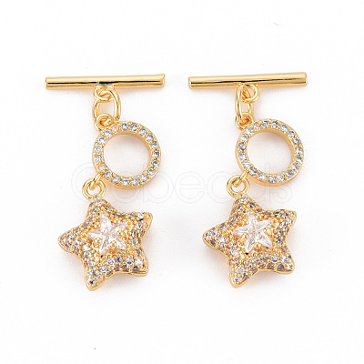 Brass Micro Pave Cubic Zirconia Toggle Clasps KK-S354-293A-NF-1