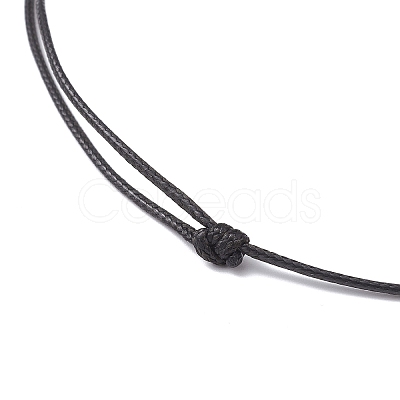 Adjustable Dyed Synthetic Turquoise with Round Plastic Imitation Pearl Cross Pendant Black Waxed Polyester Cord Necklaces for Women NJEW-JN05384-02-1