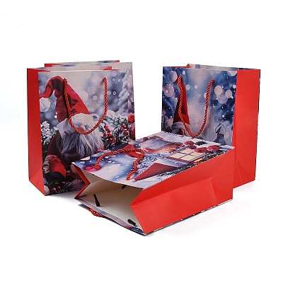Christmas Paper Gnome Printed Tote Bags ABAG-P015-01B-1
