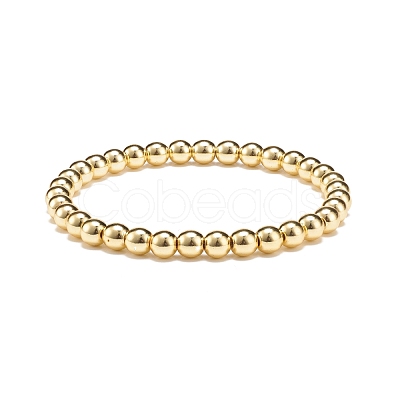 Synthetic Hematite Round Beaded Stretch Bracelet BJEW-JB08582-01-1