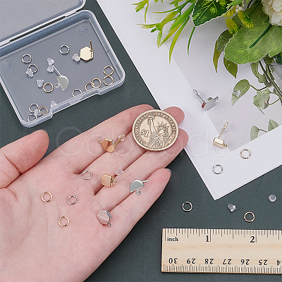 DIY Square & Hexagon Brass Stud Earring Making Kits DIY-AR0004-44-1