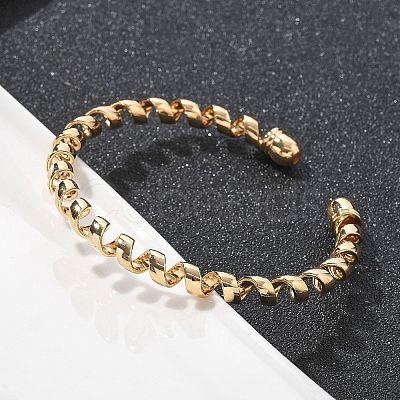 Electrophoresis Iron Cuff Bangles for Women BJEW-M057-03G-1