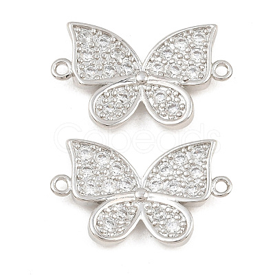 Brass Micro Pave Clear Cubic Zirconia Connector Charms CU-CBA908F-04P-04-1