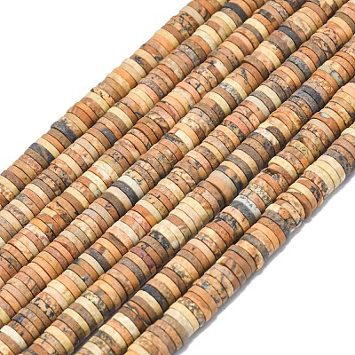 Natural Picture Jasper Beads Strands G-P575-B30-6x1mm-1