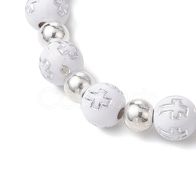Plating Acrylic Stretch Bracelets BJEW-JB11043-01-1
