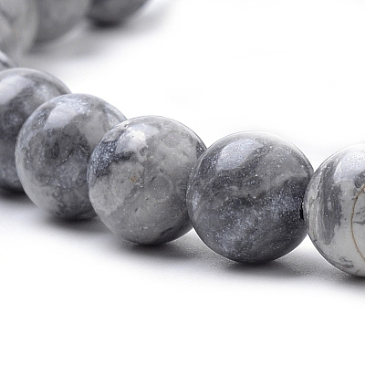 Natural Map Stone/Picasso Stone/Picasso Jasper Beads Strands G-S259-09-6mm-1