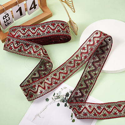 Ethnic Style Embroidery Polyester Ribbons SK-TAC0001-04-1