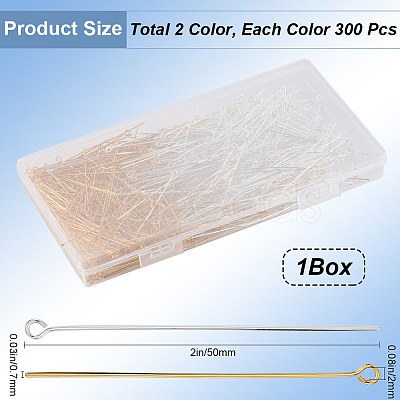 SOFPLATE 600Pcs 2 Colors Brass Eye Pin KK-SP0001-68D-1