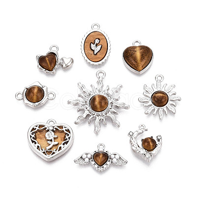 18Pcs 9 Styles Alloy Resin Pendants PALLOY-N185-01P-1