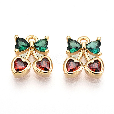 Brass Micro Pave Cubic Zirconia Charms X-KK-N261-94A-G-1