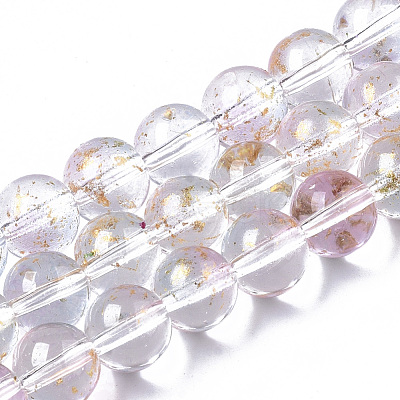 Transparent Spray Painted Glass Bead Strands GLAA-N035-03C-B07-1