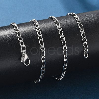 Non-Tarnish 304 Stainless Steel Figaro Chain Necklaces X-NJEW-E143-04P-1