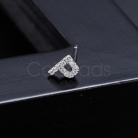 Platinum Brass Micro Pave Cubic Zirconia Stud Earrings XI6969-16-1
