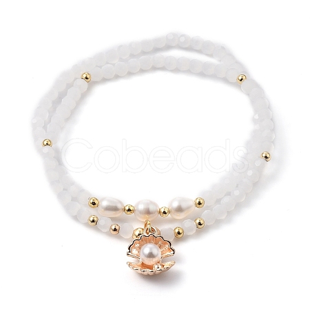 Faceted Glass Bead Stretch Bracelets BJEW-JB05488-02-1