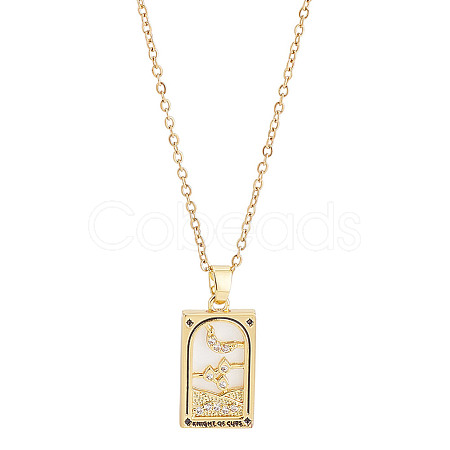 Brass with Cubic Zirconia Pendants Necklaces NJEW-LP0001-45J-G-1