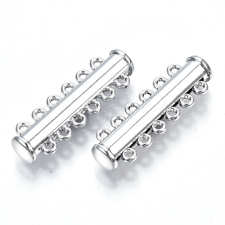 6-Strands Brass Magnetic Slide Lock Clasps KK-Q740-19P-1