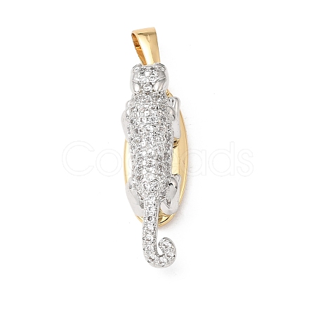 Brass Micro Pave Clear Cubic Zirconia Pendants KK-E799-10GP-1