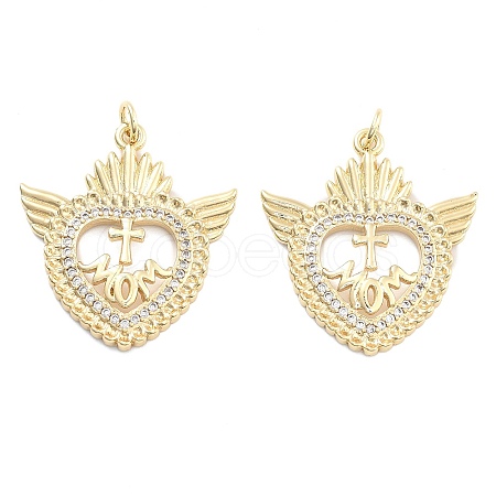 Brass Pave Cubic Zirconia Pendants KK-U009-10A-G-1