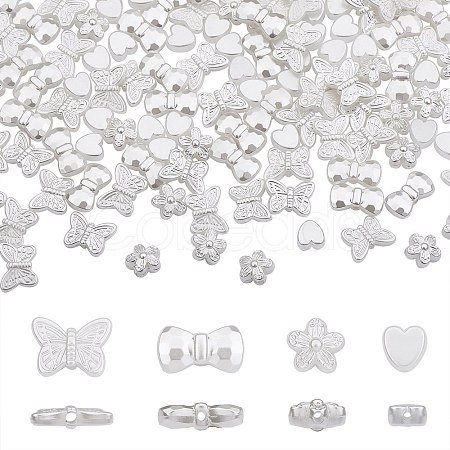300Pcs 4 Style ABS Plastic Imitation Pearl Beads KY-SZ0001-40-1