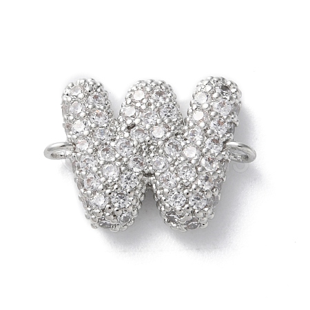 Brass Micro Pave Cubic Zirconia Letter Links KK-I717-04W-P-1