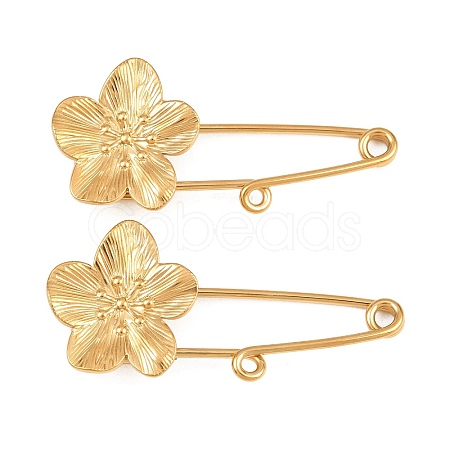 Peach Blossom 304 Stainless Steel Safety Pins Brooch Findings SA-CBA098D-14B-G01-1