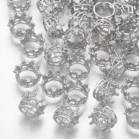 Brass with Cubic Zirconia European Beads X-KK-T035-122-1