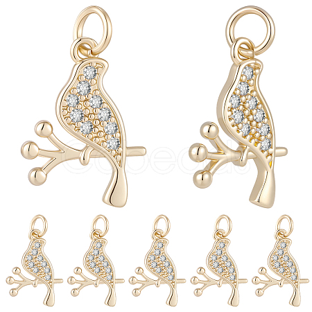 10Pcs Brass Micro Pave Clear Cubic Zirconia Pendants KK-BBC0024-49-1