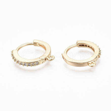 Brass Micro Pave Cubic Zirconia Huggie Hoop Earring Findings X-KK-T063-013-NF-1